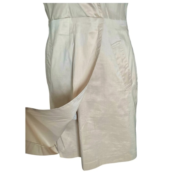 Ann Taylor Women’s Beige Khaki Sheath Sleeveless Collared Fitted Dress Size 4 - Picture 9 of 11